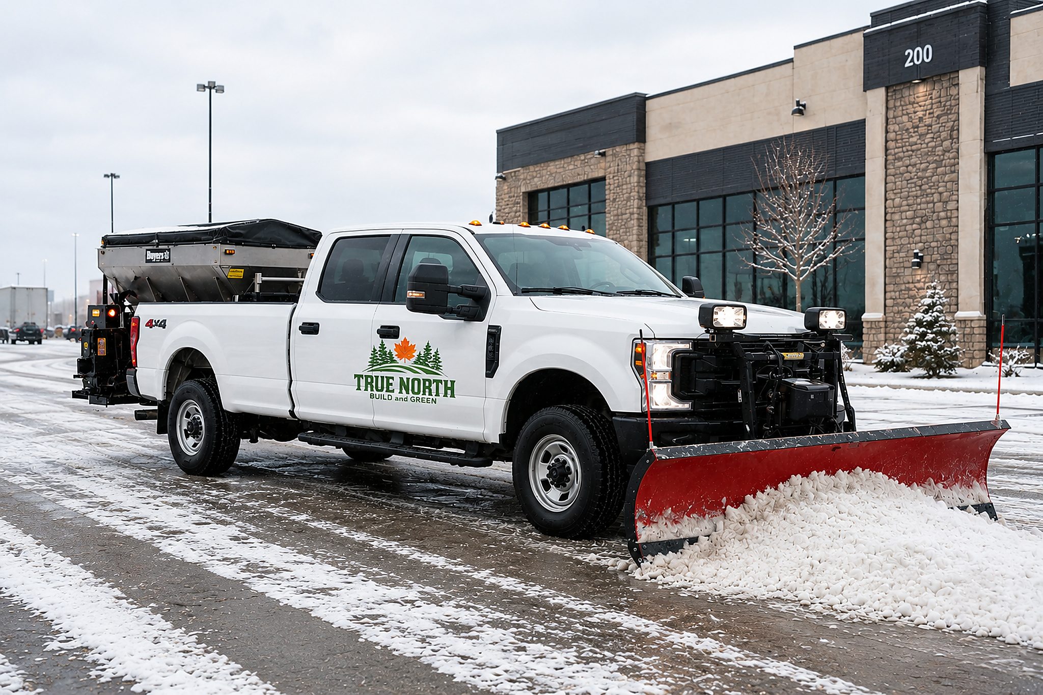 Snow plow clearing a winter road
